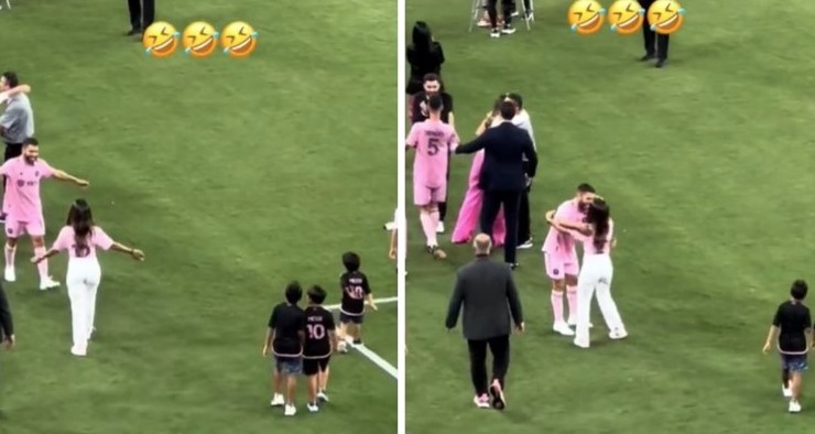 URNEBESNO! Mesijeva žena nakon pobjede trčala u zagrljaj pogrešnom fudbaleru, zamalo ga i poljubila (VIDEO)