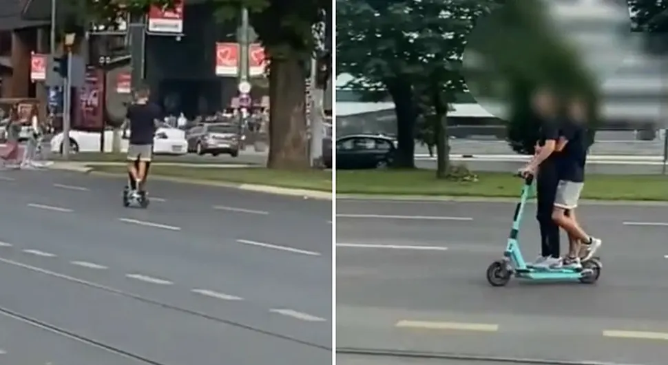 Bahatost na djelu: Mladići se vozili električnim trotinetom u suprotnom pravcu (VIDEO)