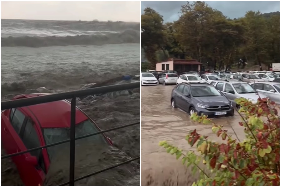 STRAVIČNI SNIMCI IZ GRČKE Bujica odnosi automobile u more, među zaglavljenima i srpski turisti (VIDEO)