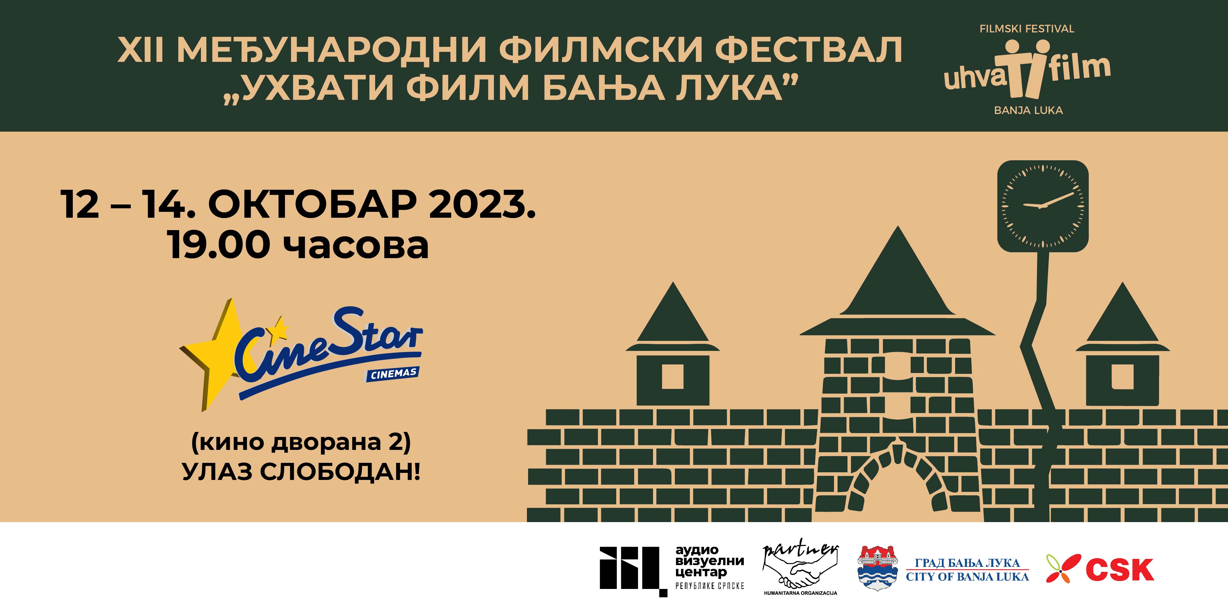 TRODNEVNI FILMSKI MARATON Dvanaesto izdanje „Uhvati film Banja Luka” festivala od 12. do 14. oktobra u Sinestaru