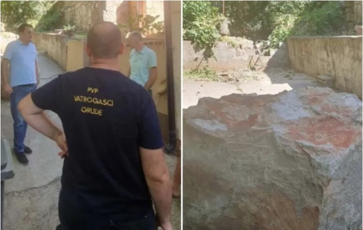 POSLJEDICE ZEMLJOTRESA U GRUDAMA Odron stijene u Sovićima ugrozio porodičnu kuću