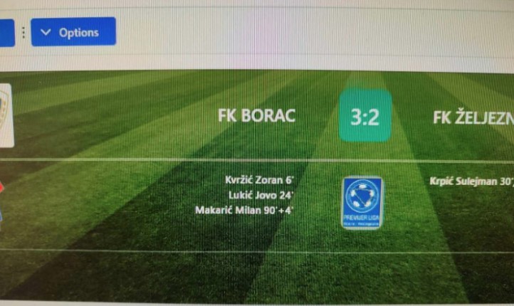 Upisan pogrešan strijelac na meču Borac - Željezničar