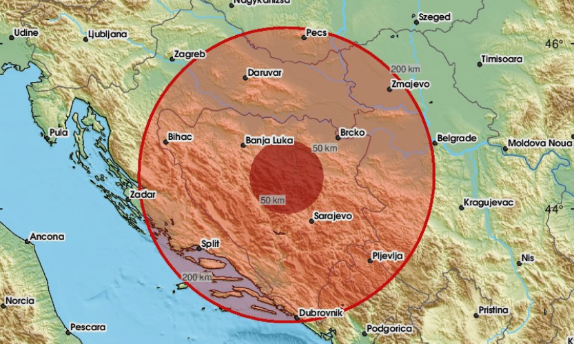 Zemljotres jačine 5,4 stepena pogodio BiH: Osjetio se u Banjaluci, Sarajevu, Zenici, Tuzli