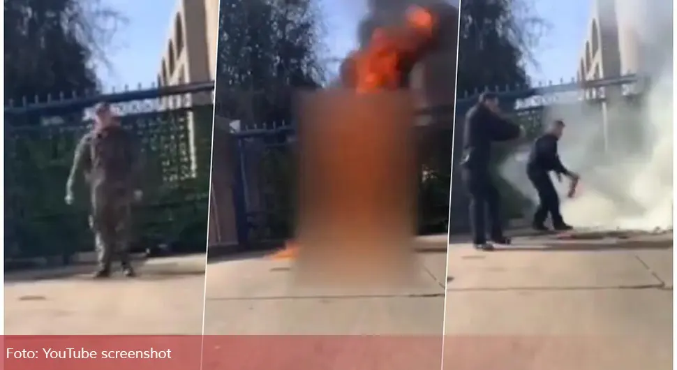 (UZNEMIRUJUĆI VIDEO) UŽAS U VAŠINGTONU Američki vojnik se zapalio ispred ambasade Izraela
