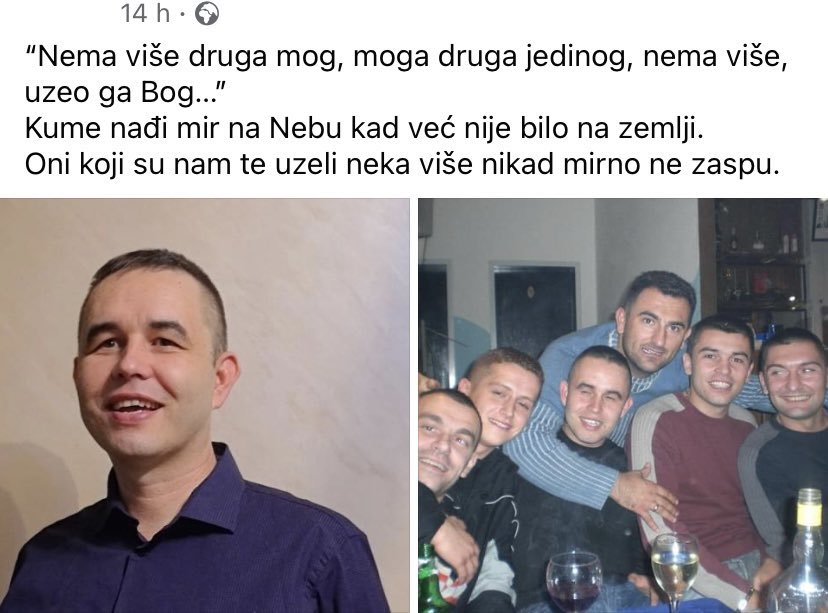 (FOTO) "NAĐI MIR NA NEBU, KAD GA VEĆ NIJE BILO NA ZEMLJI" Oglasila se kuma brutalno stradalog Saše Kulišića, u objavi se obratila ubicama
