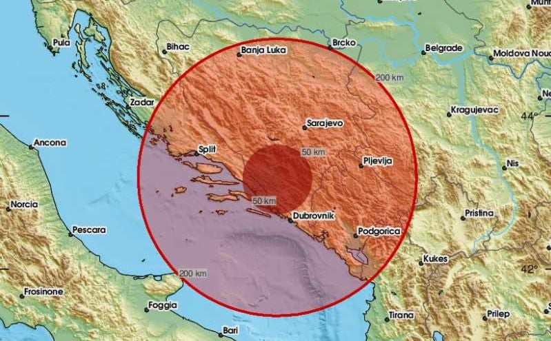 EPICENTAR NA JUGU Zemljotres pogodio Bosnu i Hercegovinu