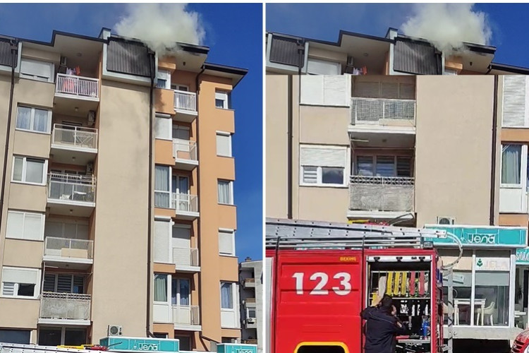 POŽAR GASILA TRI VATROGASNA VOZILA Gorio krov zgrade u centru Bijeljine