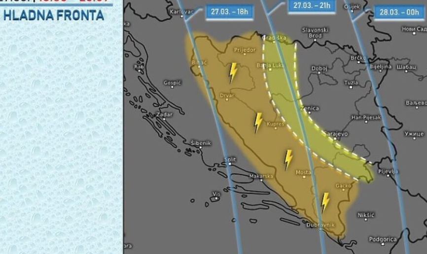 METEOROLOZI UPOZORAVAJU Večeras stiže drastična promjena vremena