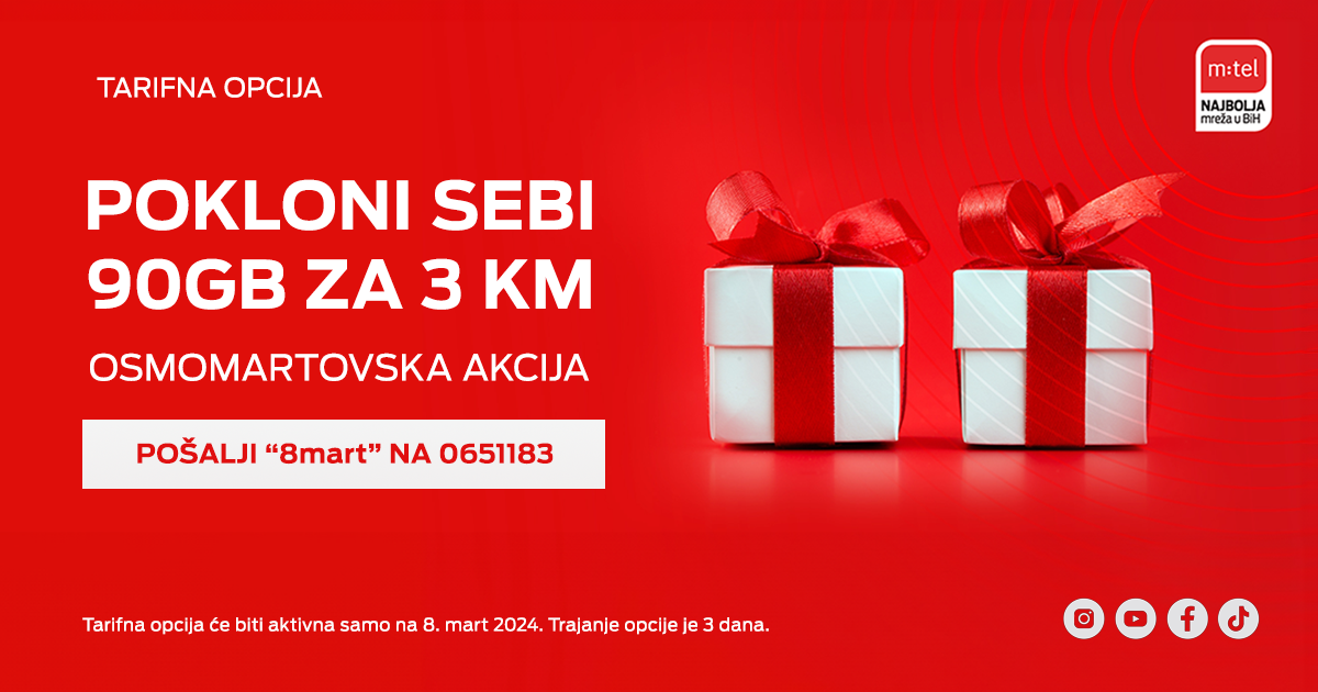PONUDA ZA OSMI MART Poklonite sebi 90GB za 3KM!