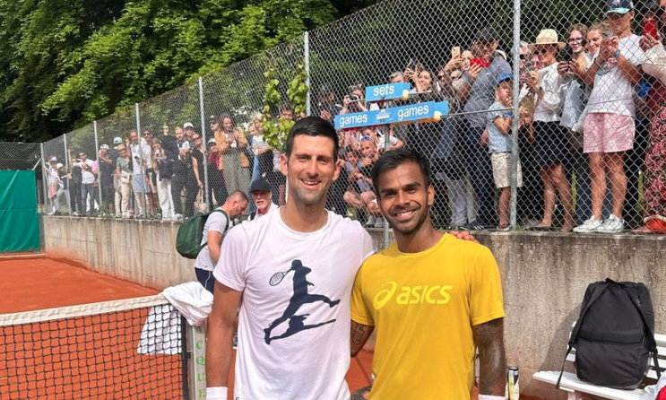 (FOTO) "HVALA NOLE" Novak Đoković u Ženevi trenirao sa Nagalom: Indijski teniser oduševljen