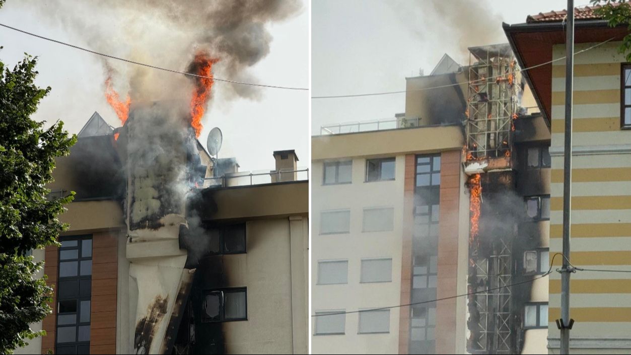 (FOTO) POŽAR U SARAJEVU Vatrena stihija progutala zgradu, stanari u panici bježali