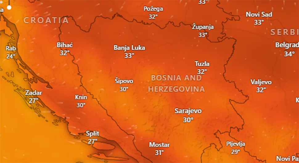 (FOTO) TEMPERATURE VEĆE OD PREDVIĐENIH, STIŽU I TROPSKE NOĆI U srijedu se očekuje 36 stepeni zbog čega je izdato upozorenje!