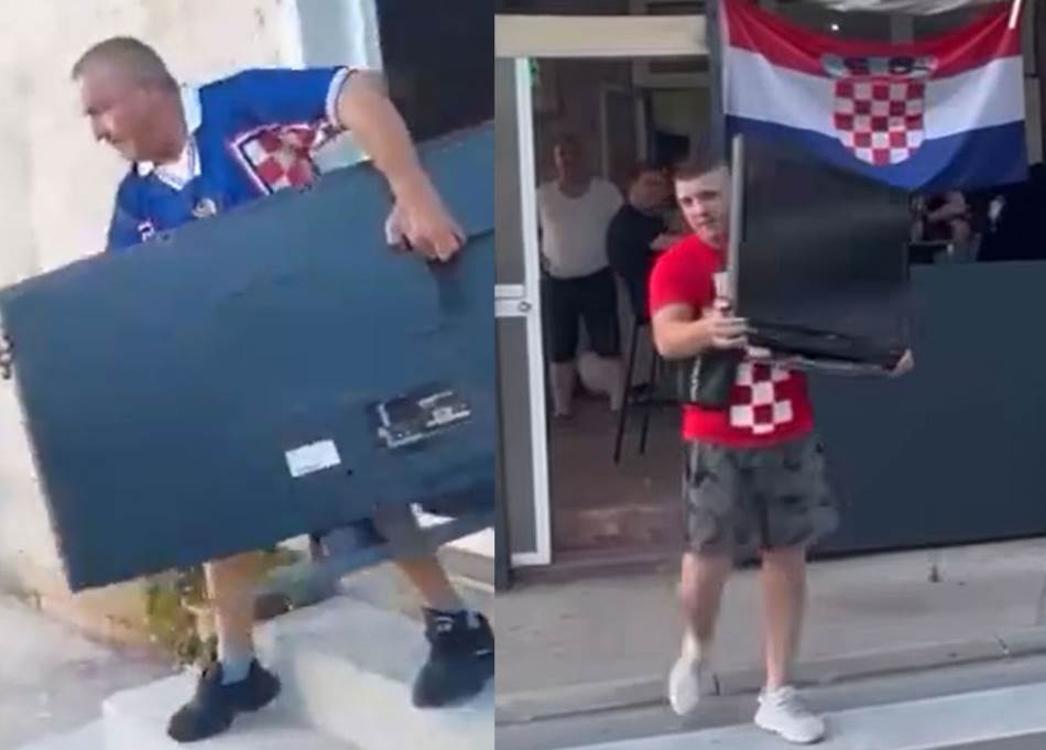 (VIDEO) "KOCKASTIMA" PUKAO FILM Hrvatski navijači bacali televizore nakon debakla protiv Španije