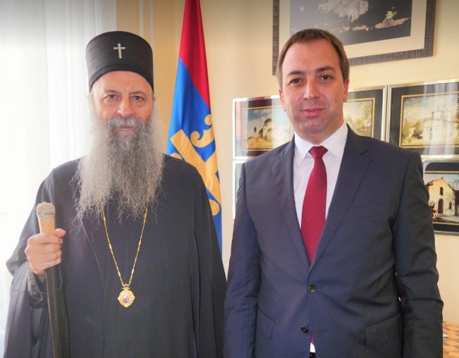 PO OSNIVANJU STRANKE POSJETIO SRPSKU PATRIJARŠIJU Selak na prijemu kod Njegove svetosti patrijarha Porfirija