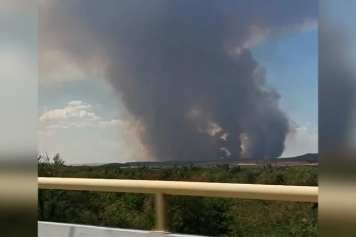 VELIKI POŽAR U SUTOMORU Oblak dima nadvio se nad šetalištem, vatrogasci se bore s vatrom