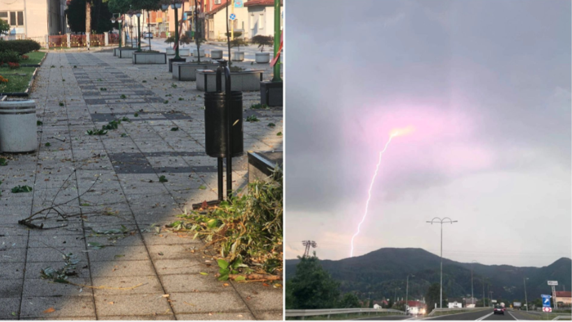 (FOTO) NEVRIJEME STIGLO U BiH Snažna grmljavina napravila nered u ovom gradu