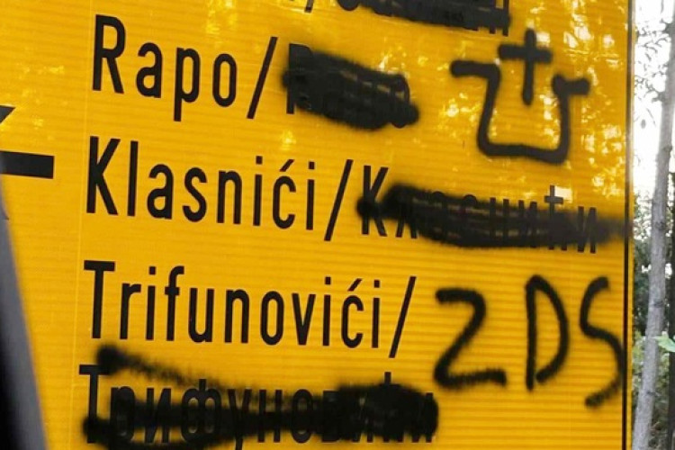 SKANDALOZNO! U Hrvatskoj precrtani ćirilični natpisi, ispisani ustaški simboli
