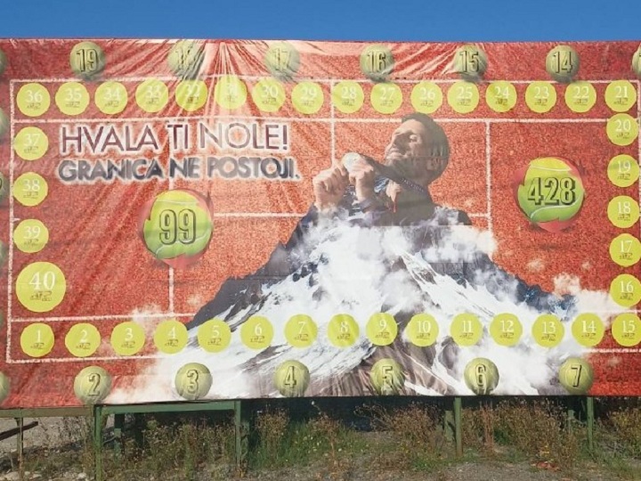 U BANJALUČKOM NASELJU VRBANJA OSVANUO BILBORD “Hvala ti Nole! Granica ne postoji”