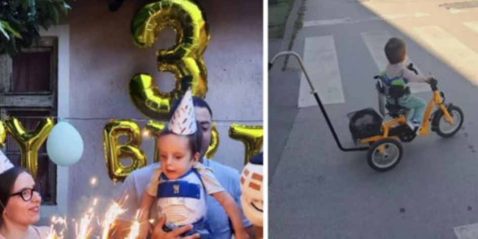 (VIDEO) REKLI SU DA NEĆE MOĆI SAM DA DIŠE, STOJI, GUTA Mali Vukan juče je proslavio 3. rođendan, vozi tricikl