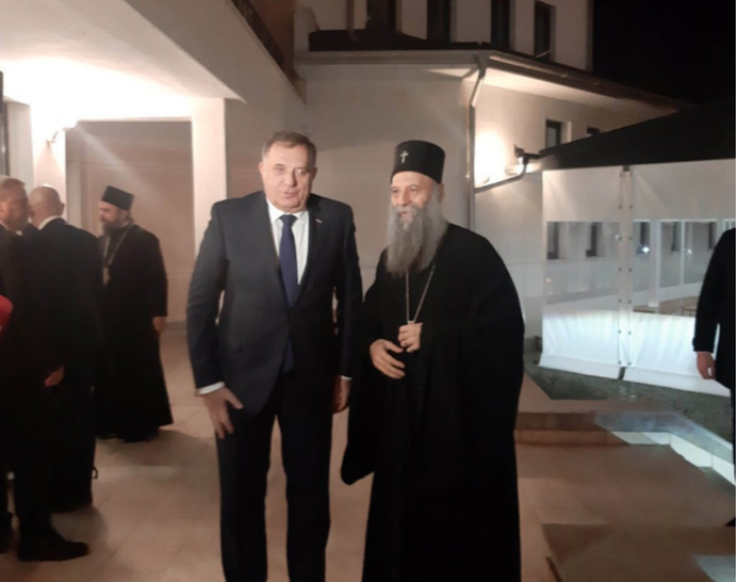 Dodik na slavlju kod patrijarha Porfirija: "Divan trenutak sa dobrim čovjekom"