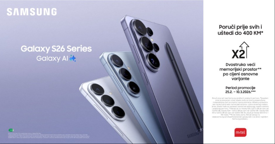 Galaxy S26 serija je stigla – poručite telefone u m:tel ponudi: U preorder ponudi uštedite i do 400 KM
