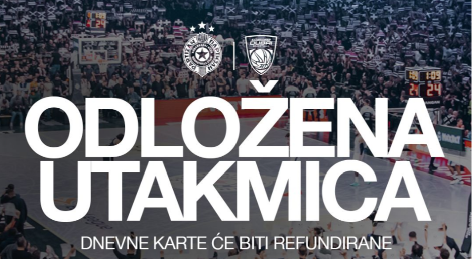 Otkazana evroligaška utakmica Partizana protiv Dubaija