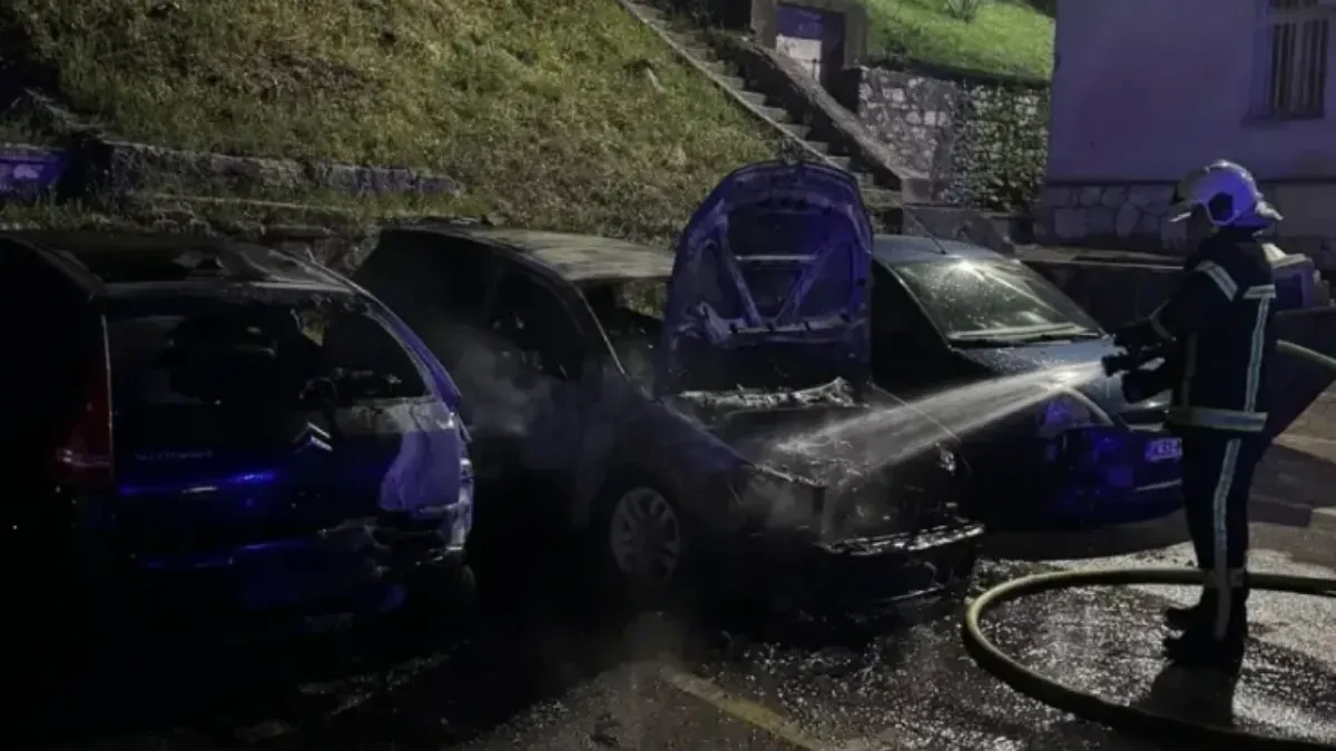 U dvorištu srednje škole u Mostaru izgorjelo šest automobila
