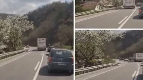 Kamion preticao preko pune linije: Tragedija izbjegnuta u posljednjem trenutku (VIDEO)