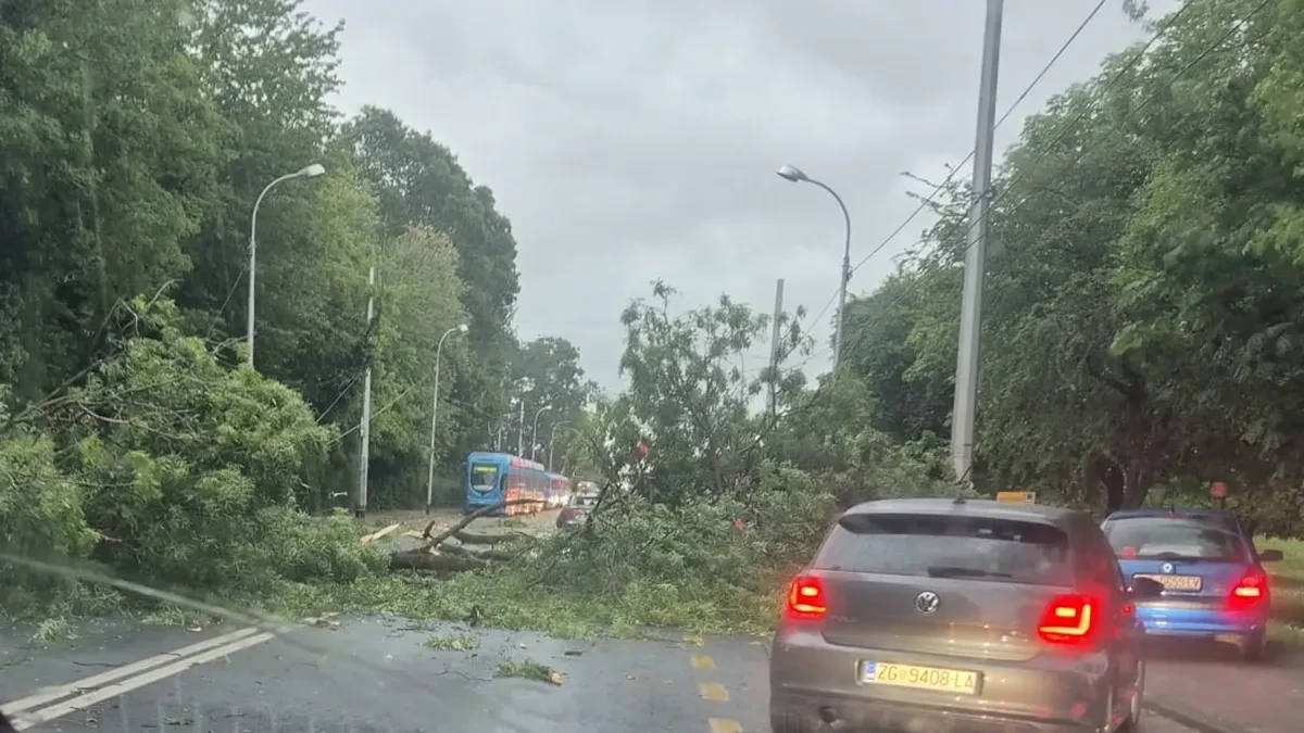 Snažno nevrijeme u Zagrebu: Vjetar nosio sve pred sobom, saobraćaj obustavljen (VIDEO)