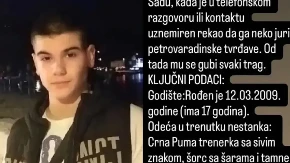 Nestao tinejdžer Marko (17) nakon paničnog poziva: „Neko me juri..."