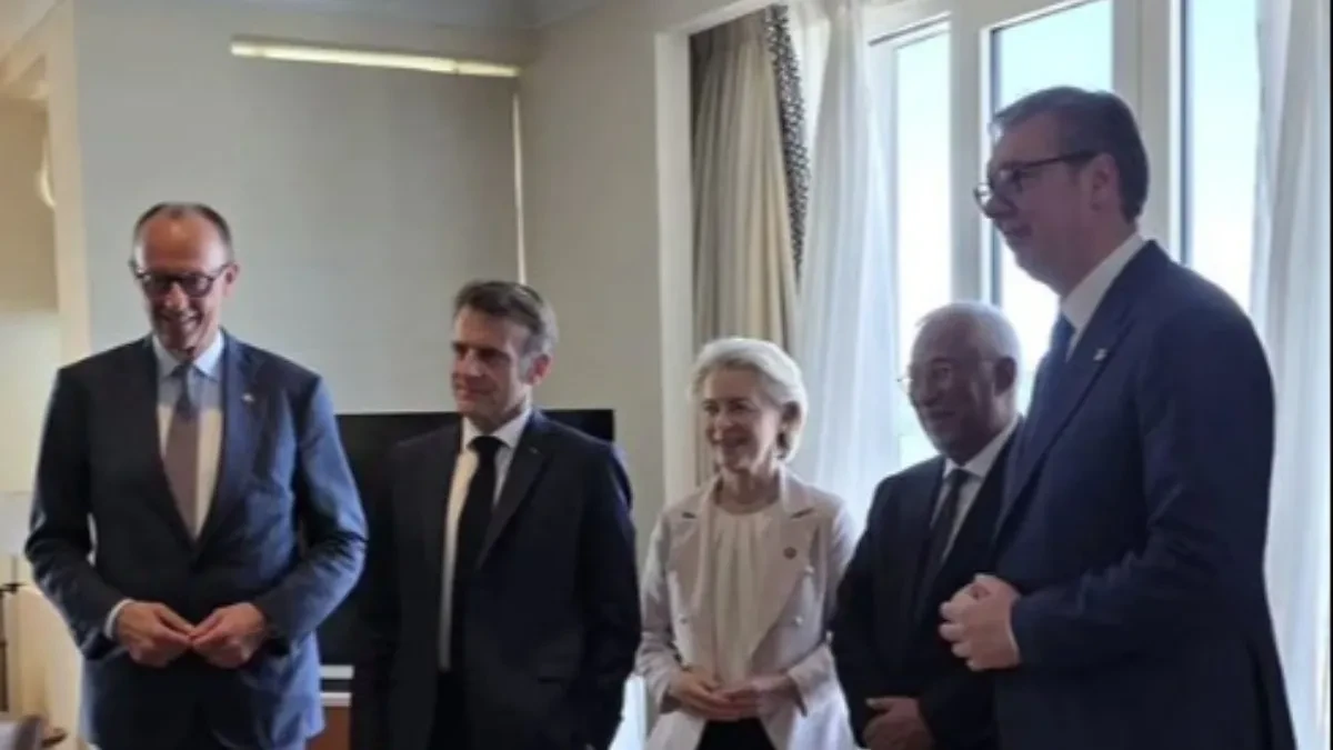 Vučić na zajedničkom sastanku sa Fon der Lajen, Koštom, Makronom i Mercom u Tivtu