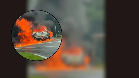 Plamen progutao auto kod Piskavice (VIDEO)