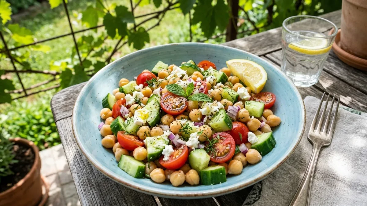 Osvežavajuća obrok-salata od leblebija i krastavca spremna za 10 minuta