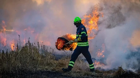 Požar na imanju u Aleksandrovcu, vatrogasci na terenu