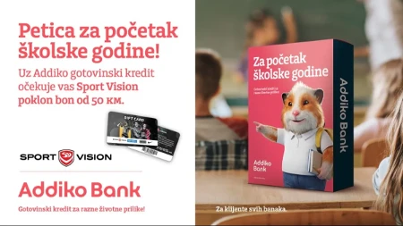 Petica za početak školske godine: Samo s ličnom kartom Addiko kredit i Sport Vision bon od 50 KM