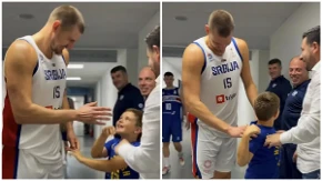 Emotivan susret: Jokić zagrlio sina Edina Avdića, dječak mu uputio jaku poruku (VIDEO)