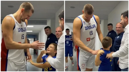Emotivan susret: Jokić zagrlio sina Edina Avdića, dječak mu uputio jaku poruku (VIDEO)