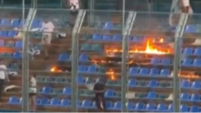 Navijači Hajduka izazvali požar na tribini u Varaždinu (VIDEO)