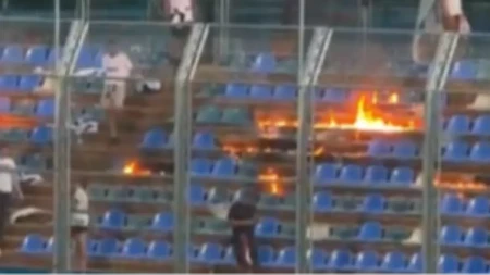 Navijači Hajduka izazvali požar na tribini u Varaždinu (VIDEO)