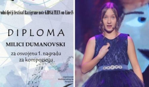 Milica Dumanovski nagrada na dječijem muzičkom festivalu