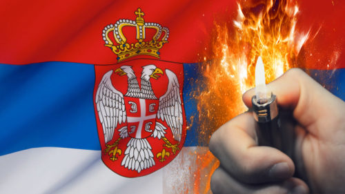 MEDIJI: UHAPŠENE DVIJE OSOBE zbog paljenja srpske zastave