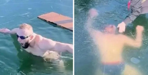 ZASTRAŠUJUĆE! Sportistu u panici spašavali nakon što je ZARONIO u ledom prekriveno jezero (VIDEO)