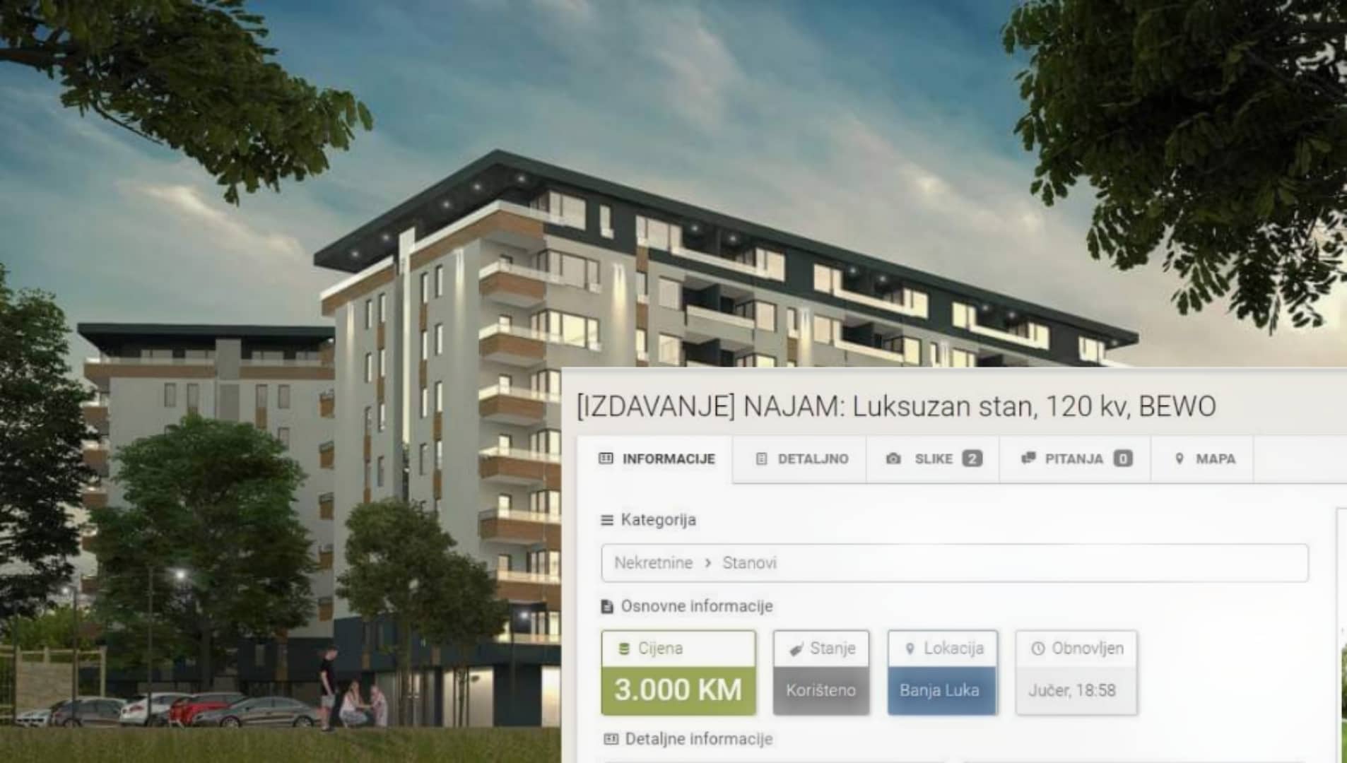 Iznajmljivanje stanova Banja Luka cijene nekretnina