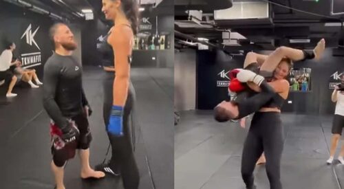 HIT NA INTERNETU Kikbokserka od 198 cm poigrala se sa UFC borcem od 168 cm (VIDEO)