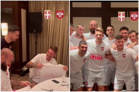 Fudbaleri reprezentacije Srbije pripredili iznenađenje novopečenom tati (VIDEO)
