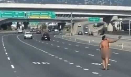 Naga žena izašla iz auta i zapucala po auto-putu (VIDEO)
