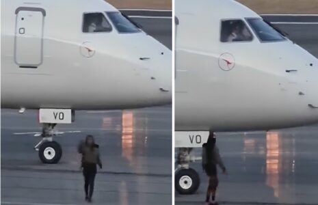 Zakasnila na let pa otrčala na pistu i mahala pilotu da je pusti u avion (VIDEO)