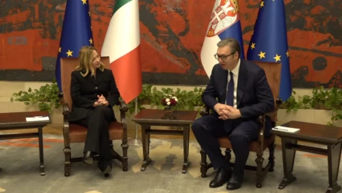 VUČIĆ DOČEKAO MELONI Premijerka Italije u prvoj posjeti Srbiji