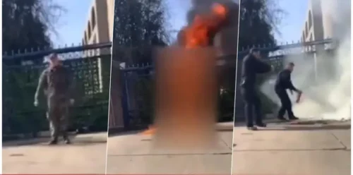 (UZNEMIRUJUĆI VIDEO) UŽAS U VAŠINGTONU Američki vojnik se zapalio ispred ambasade Izraela